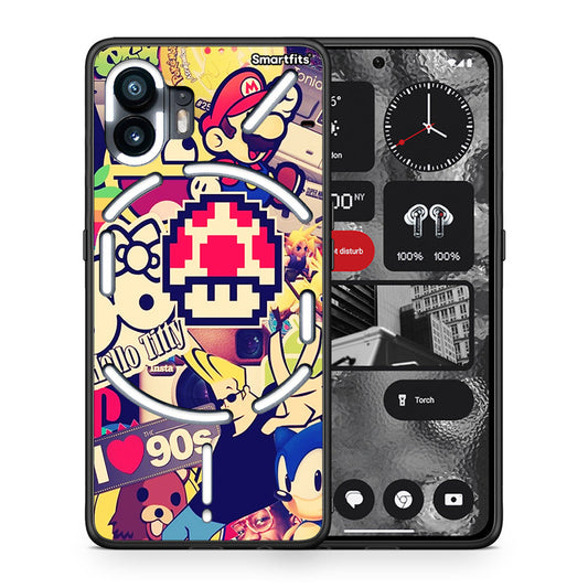 Θήκη Nothing Phone 2 Love The 90s από τη Smartfits με σχέδιο στο πίσω μέρος και μαύρο περίβλημα | Nothing Phone 2 Love The 90s case with colorful back and black bezels