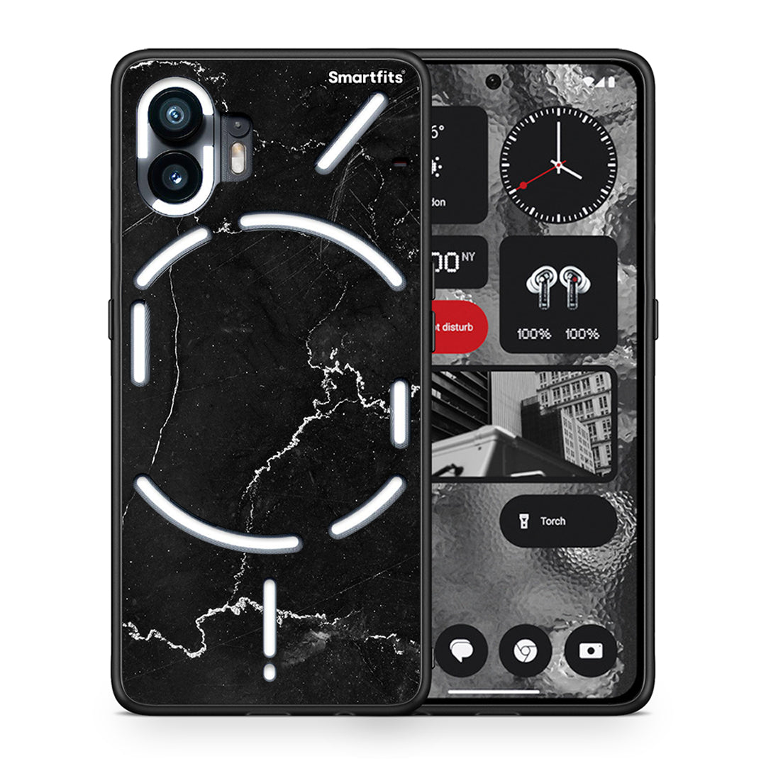 Θήκη Nothing Phone 2 Marble Black από τη Smartfits με σχέδιο στο πίσω μέρος και μαύρο περίβλημα | Nothing Phone 2 Marble Black case with colorful back and black bezels