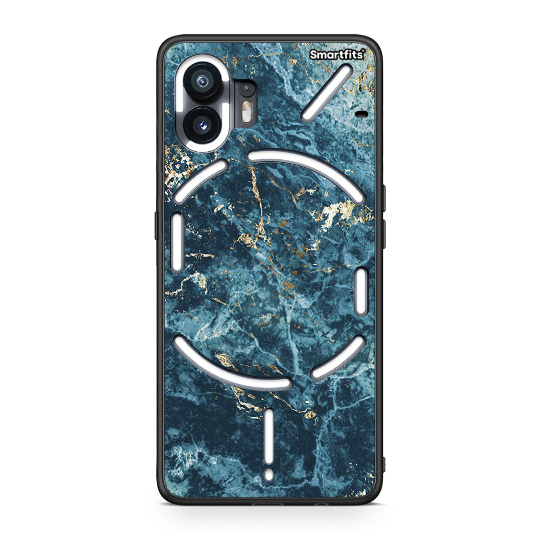 Nothing Phone 2 Marble Blue θήκη από τη Smartfits με σχέδιο στο πίσω μέρος και μαύρο περίβλημα | Smartphone case with colorful back and black bezels by Smartfits