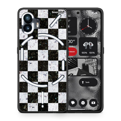 Θήκη Nothing Phone 2 Square Geometric Marble από τη Smartfits με σχέδιο στο πίσω μέρος και μαύρο περίβλημα | Nothing Phone 2 Square Geometric Marble case with colorful back and black bezels