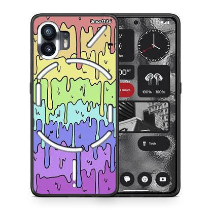 Θήκη Nothing Phone 2 Melting Rainbow από τη Smartfits με σχέδιο στο πίσω μέρος και μαύρο περίβλημα | Nothing Phone 2 Melting Rainbow case with colorful back and black bezels