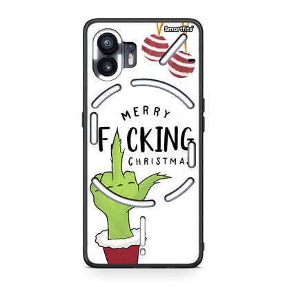 Nothing Phone 2 Merry F Xmas θήκη από τη Smartfits με σχέδιο στο πίσω μέρος και μαύρο περίβλημα | Smartphone case with colorful back and black bezels by Smartfits