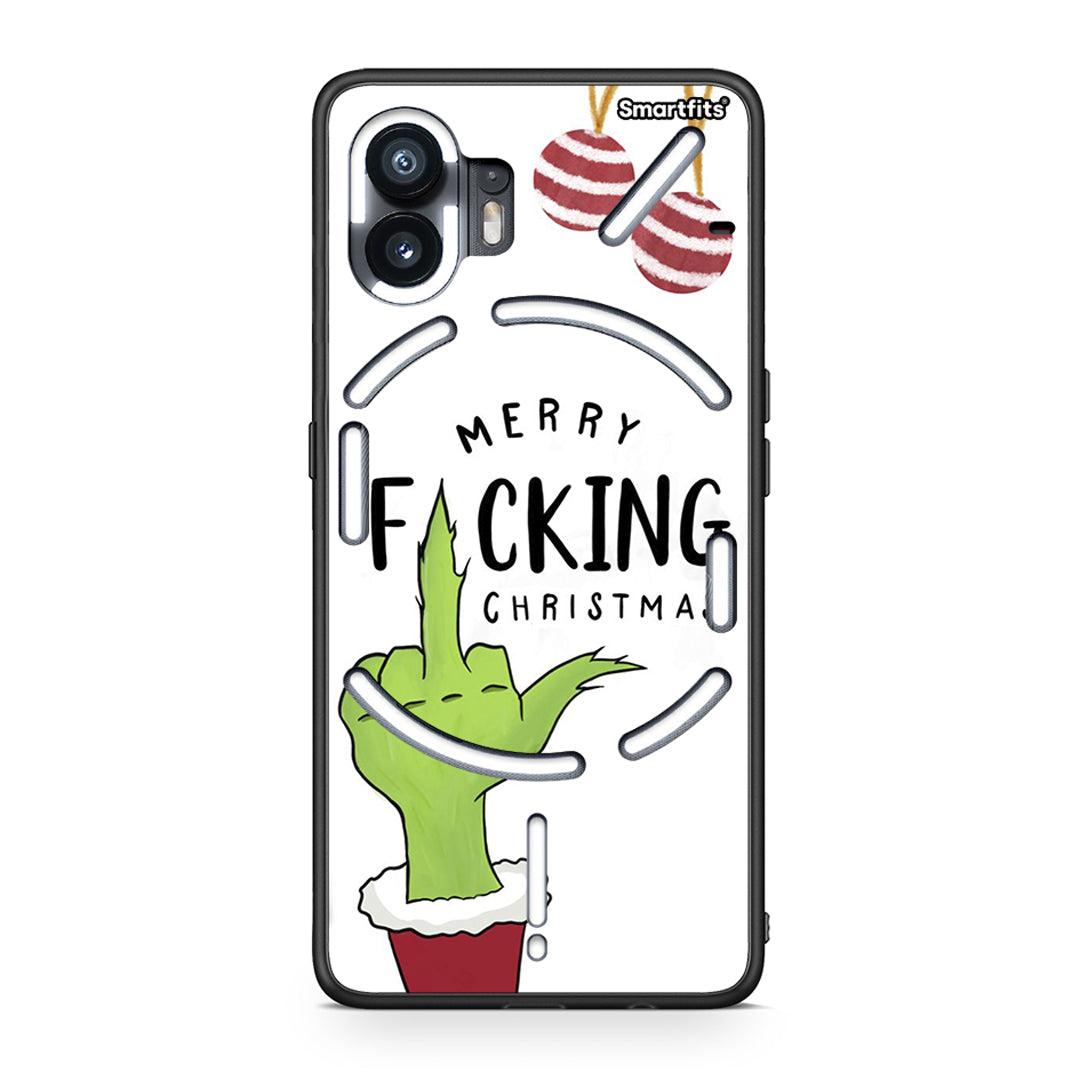 Nothing Phone 2 Merry F Xmas θήκη από τη Smartfits με σχέδιο στο πίσω μέρος και μαύρο περίβλημα | Smartphone case with colorful back and black bezels by Smartfits