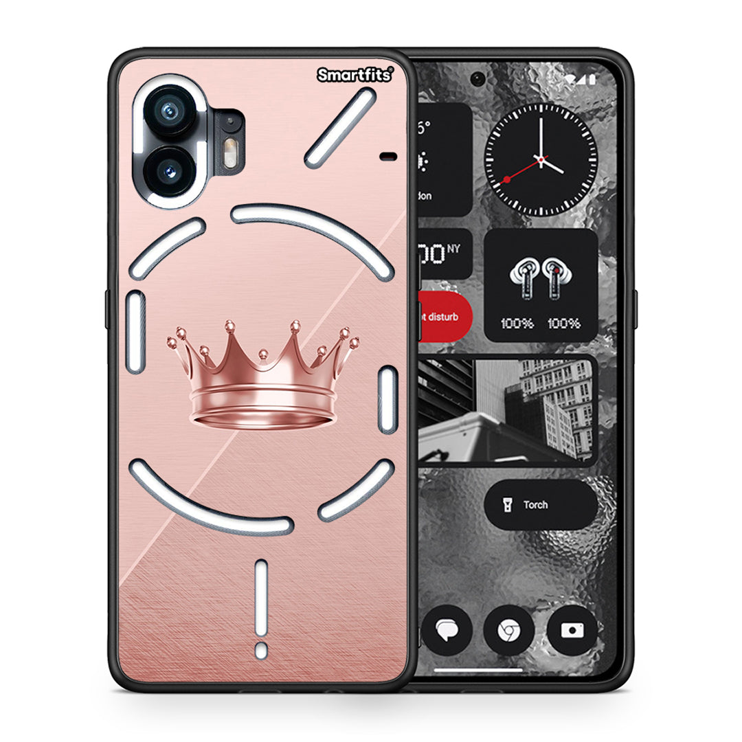 Θήκη Nothing Phone 2 Crown Minimal από τη Smartfits με σχέδιο στο πίσω μέρος και μαύρο περίβλημα | Nothing Phone 2 Crown Minimal case with colorful back and black bezels