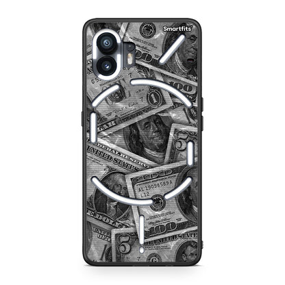 Nothing Phone 2 Money Dollars θήκη από τη Smartfits με σχέδιο στο πίσω μέρος και μαύρο περίβλημα | Smartphone case with colorful back and black bezels by Smartfits