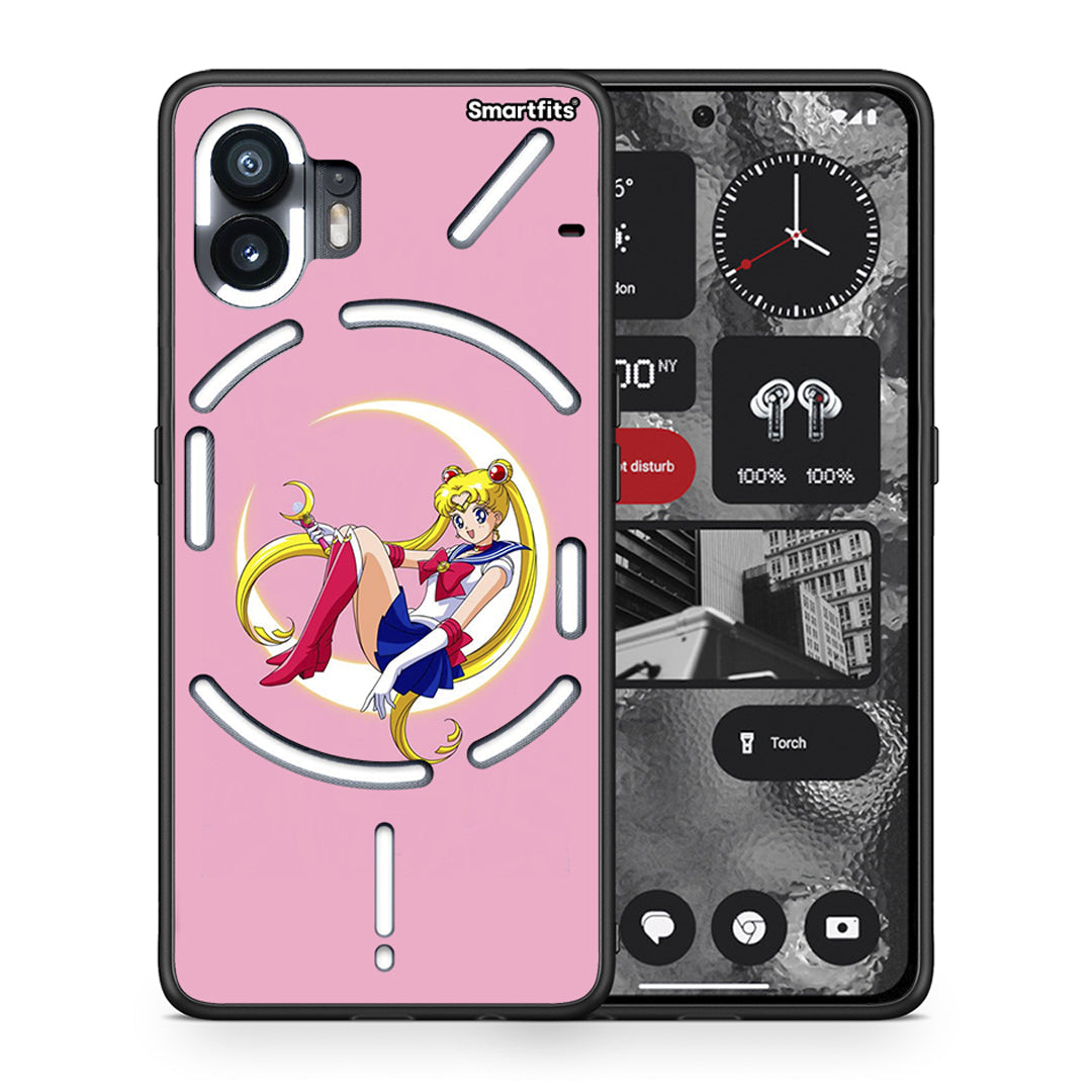 Θήκη Nothing Phone 2 Moon Girl από τη Smartfits με σχέδιο στο πίσω μέρος και μαύρο περίβλημα | Nothing Phone 2 Moon Girl case with colorful back and black bezels