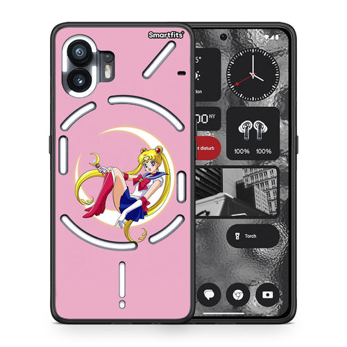 Θήκη Nothing Phone 2 Moon Girl από τη Smartfits με σχέδιο στο πίσω μέρος και μαύρο περίβλημα | Nothing Phone 2 Moon Girl case with colorful back and black bezels