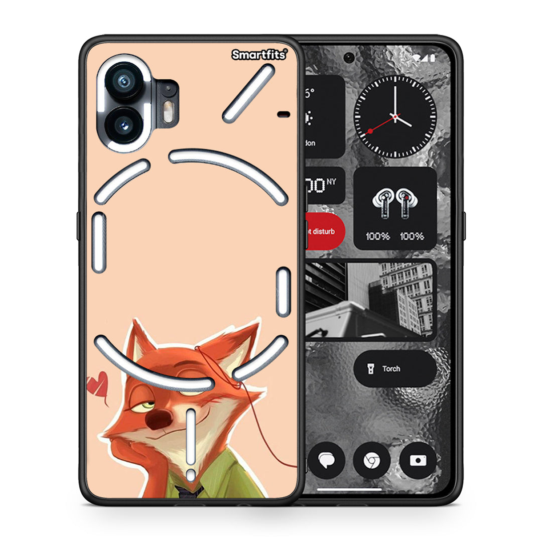 Θήκη Nothing Phone 2 Nick Wilde And Judy Hopps Love 1 από τη Smartfits με σχέδιο στο πίσω μέρος και μαύρο περίβλημα | Nothing Phone 2 Nick Wilde And Judy Hopps Love 1 case with colorful back and black bezels