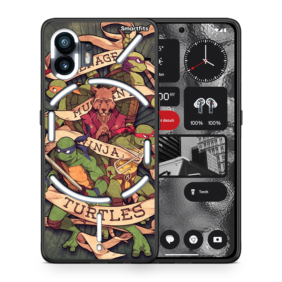 Θήκη Nothing Phone 2 Ninja Turtles από τη Smartfits με σχέδιο στο πίσω μέρος και μαύρο περίβλημα | Nothing Phone 2 Ninja Turtles case with colorful back and black bezels
