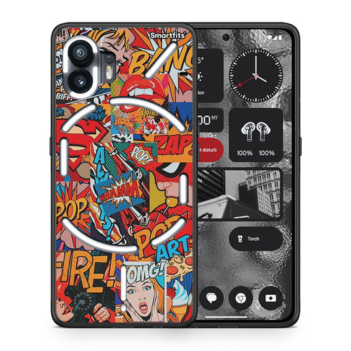 Θήκη Nothing Phone 2 PopArt OMG από τη Smartfits με σχέδιο στο πίσω μέρος και μαύρο περίβλημα | Nothing Phone 2 PopArt OMG case with colorful back and black bezels