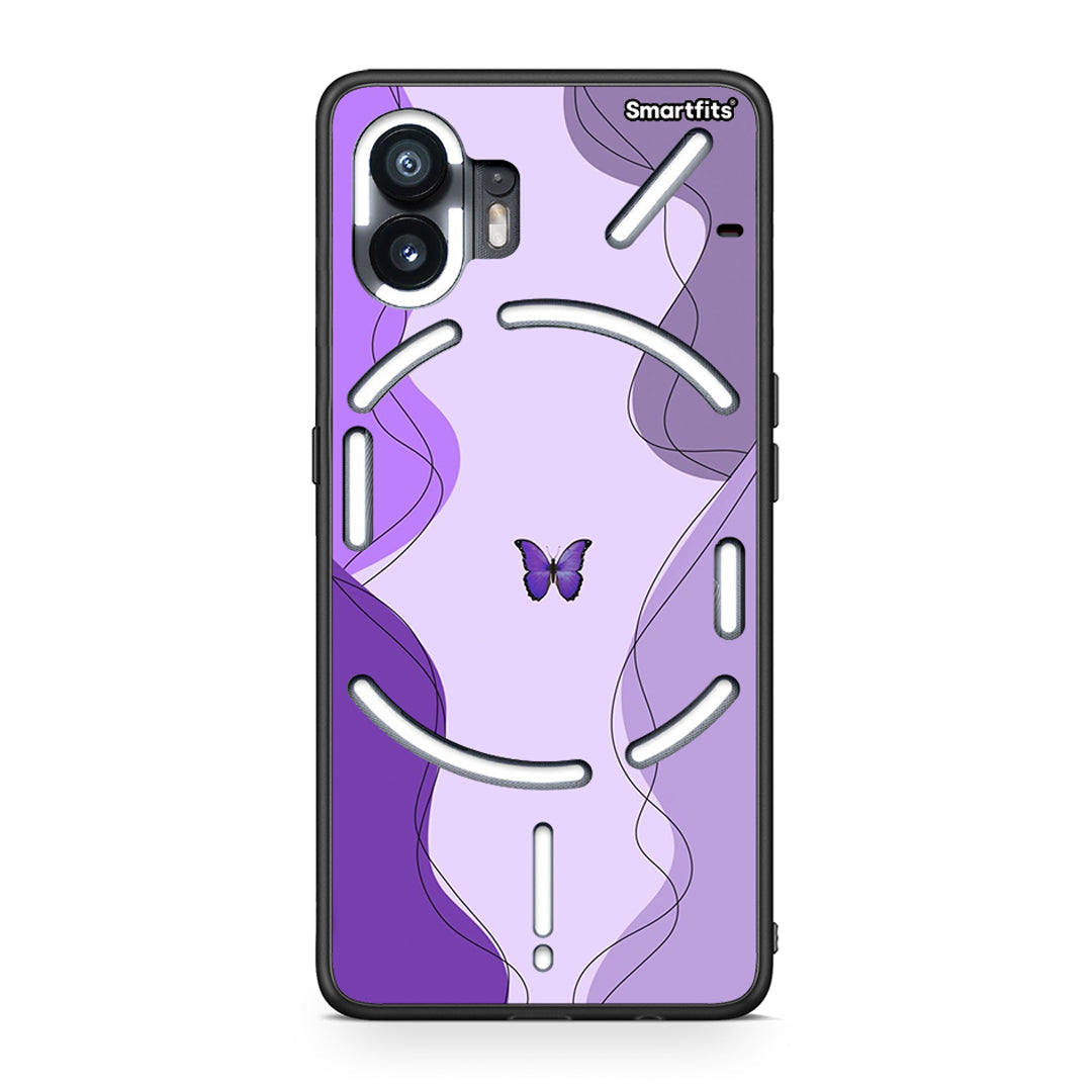 Nothing Phone 2 Purple Mariposa Θήκη Αγίου Βαλεντίνου από τη Smartfits με σχέδιο στο πίσω μέρος και μαύρο περίβλημα | Smartphone case with colorful back and black bezels by Smartfits