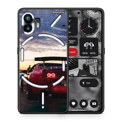 Θήκη Nothing Phone 2 Racing Supra από τη Smartfits με σχέδιο στο πίσω μέρος και μαύρο περίβλημα | Nothing Phone 2 Racing Supra case with colorful back and black bezels