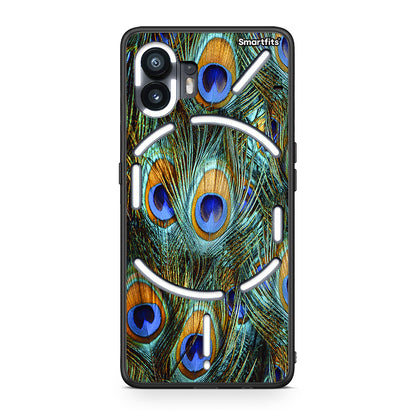 Nothing Phone 2 Real Peacock Feathers θήκη από τη Smartfits με σχέδιο στο πίσω μέρος και μαύρο περίβλημα | Smartphone case with colorful back and black bezels by Smartfits