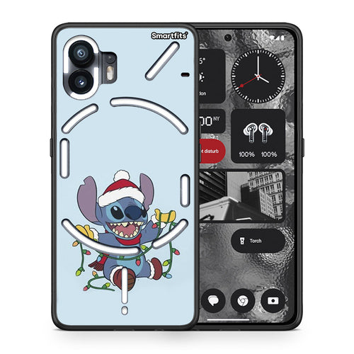 Θήκη Nothing Phone 2 Santa Stich από τη Smartfits με σχέδιο στο πίσω μέρος και μαύρο περίβλημα | Nothing Phone 2 Santa Stich case with colorful back and black bezels