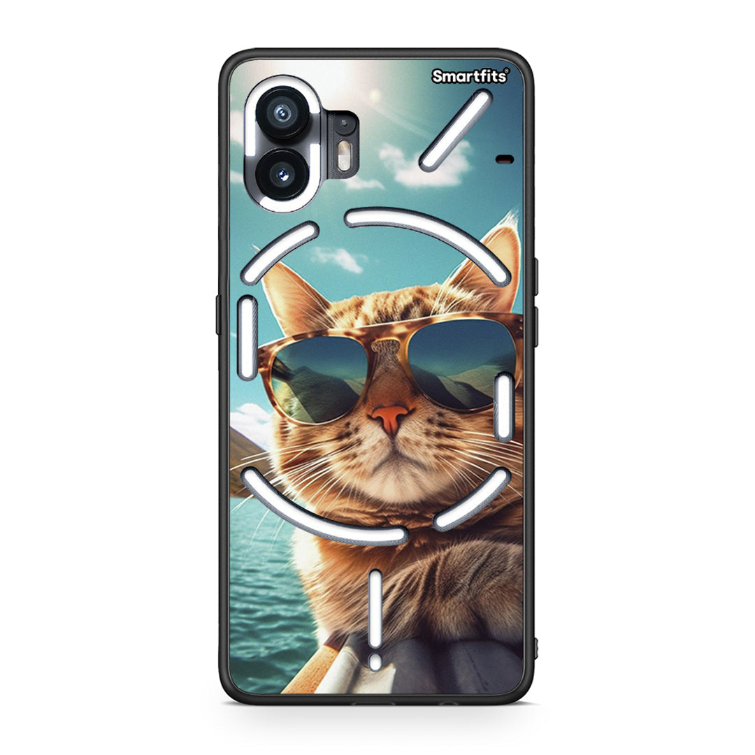 Nothing Phone 2 Summer Cat θήκη από τη Smartfits με σχέδιο στο πίσω μέρος και μαύρο περίβλημα | Smartphone case with colorful back and black bezels by Smartfits