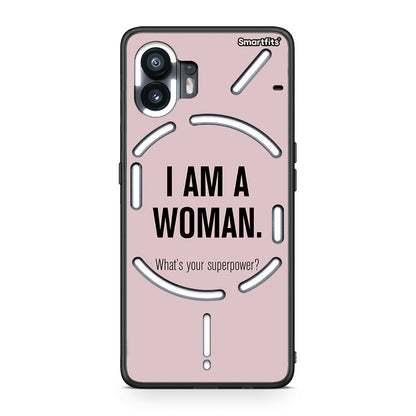Nothing Phone 2 Superpower Woman θήκη από τη Smartfits με σχέδιο στο πίσω μέρος και μαύρο περίβλημα | Smartphone case with colorful back and black bezels by Smartfits