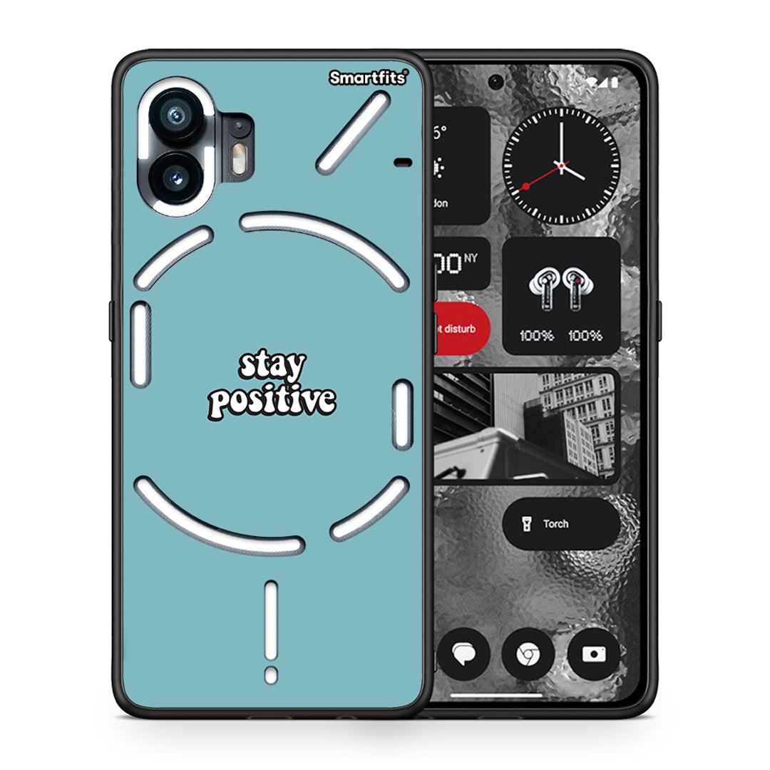 Θήκη Nothing Phone 2 Positive Text από τη Smartfits με σχέδιο στο πίσω μέρος και μαύρο περίβλημα | Nothing Phone 2 Positive Text case with colorful back and black bezels