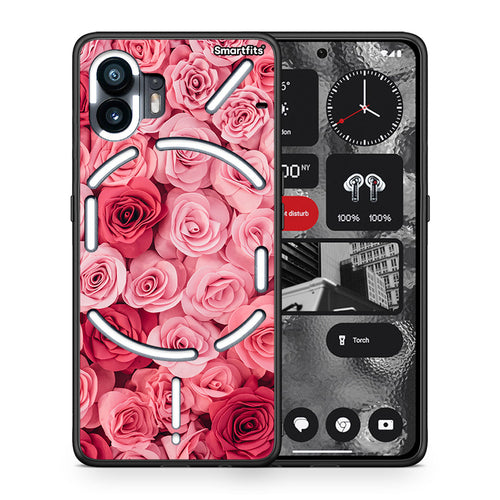 Θήκη Nothing Phone 2 RoseGarden Valentine από τη Smartfits με σχέδιο στο πίσω μέρος και μαύρο περίβλημα | Nothing Phone 2 RoseGarden Valentine case with colorful back and black bezels