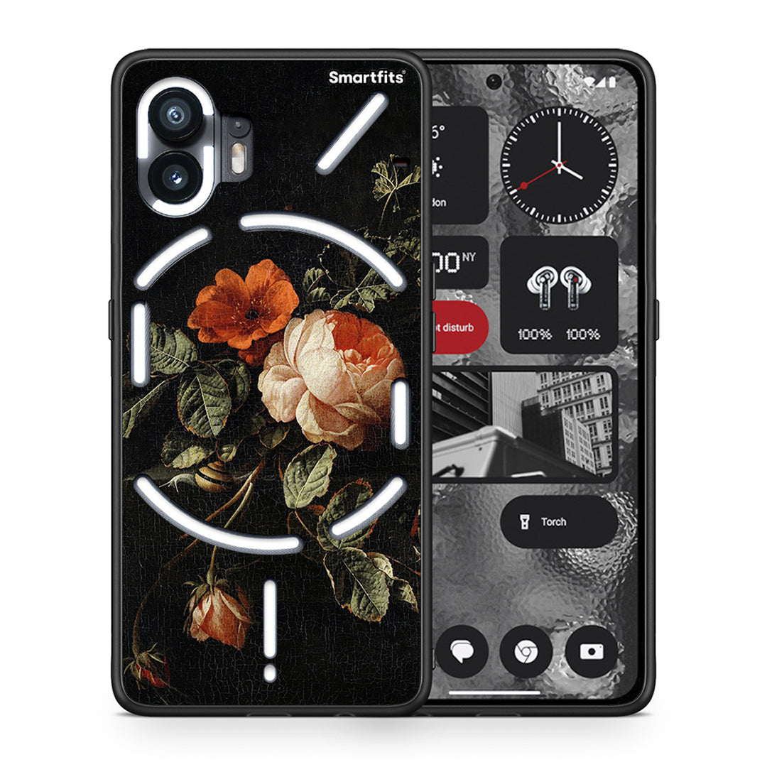Θήκη Nothing Phone 2 Vintage Roses από τη Smartfits με σχέδιο στο πίσω μέρος και μαύρο περίβλημα | Nothing Phone 2 Vintage Roses case with colorful back and black bezels