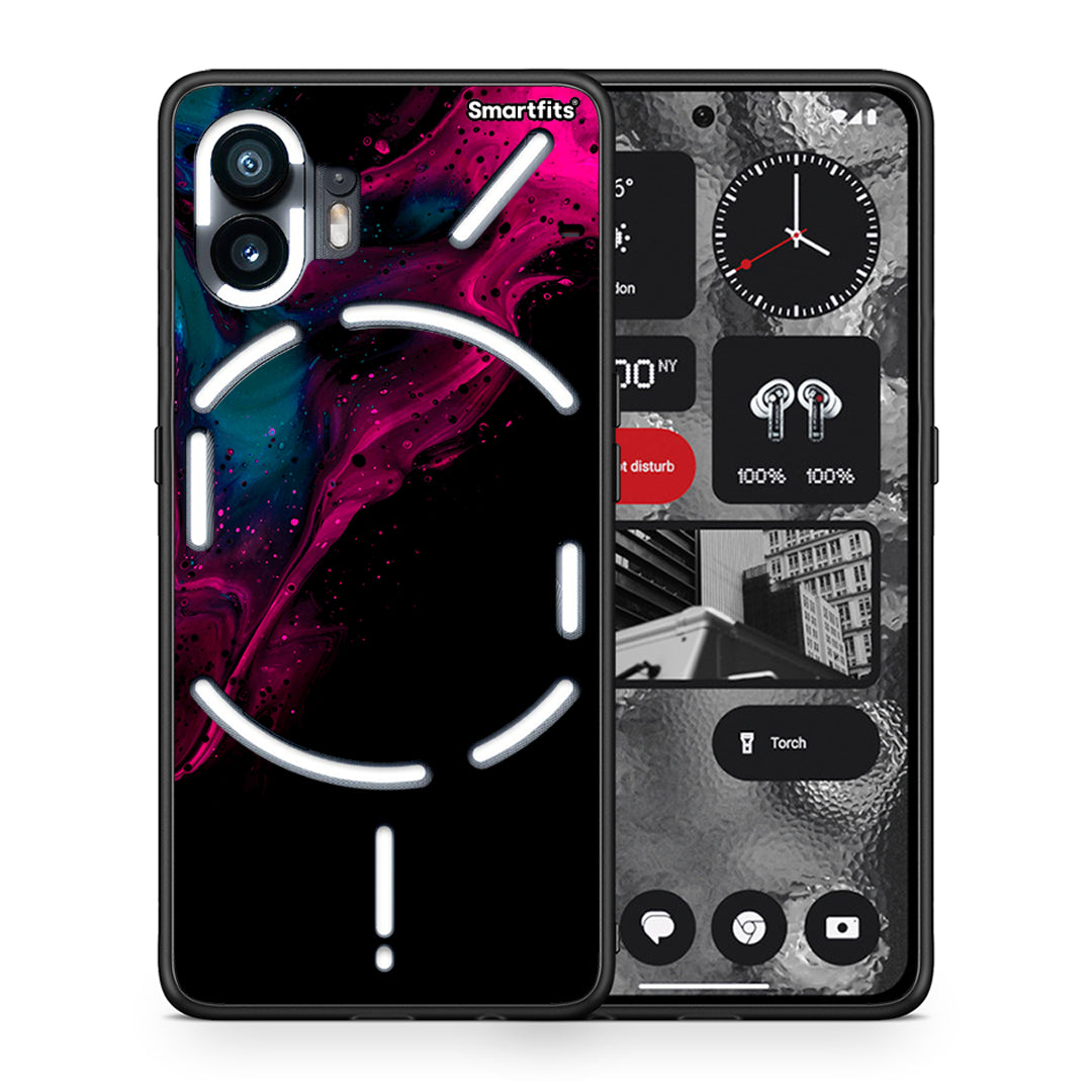 Θήκη Nothing Phone 2 Pink Black Watercolor από τη Smartfits με σχέδιο στο πίσω μέρος και μαύρο περίβλημα | Nothing Phone 2 Pink Black Watercolor case with colorful back and black bezels