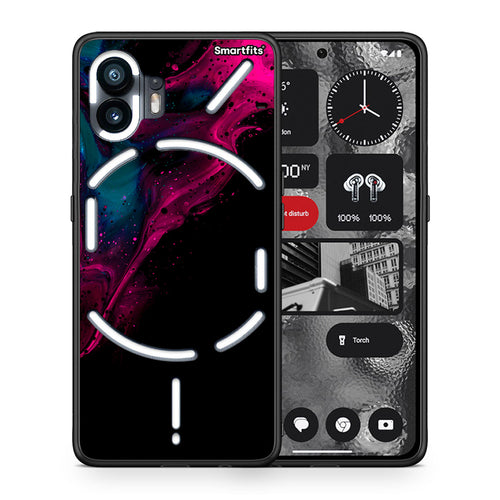 Θήκη Nothing Phone 2 Pink Black Watercolor από τη Smartfits με σχέδιο στο πίσω μέρος και μαύρο περίβλημα | Nothing Phone 2 Pink Black Watercolor case with colorful back and black bezels