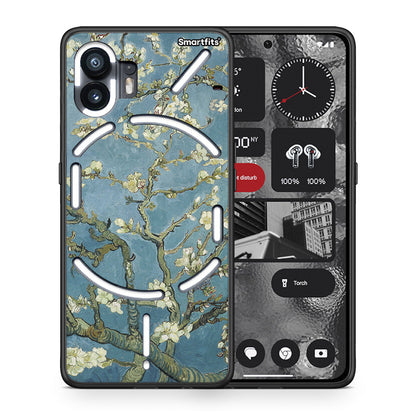 Θήκη Nothing Phone 2 White Blossoms από τη Smartfits με σχέδιο στο πίσω μέρος και μαύρο περίβλημα | Nothing Phone 2 White Blossoms case with colorful back and black bezels