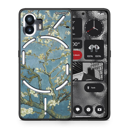 Θήκη Nothing Phone 2 White Blossoms από τη Smartfits με σχέδιο στο πίσω μέρος και μαύρο περίβλημα | Nothing Phone 2 White Blossoms case with colorful back and black bezels
