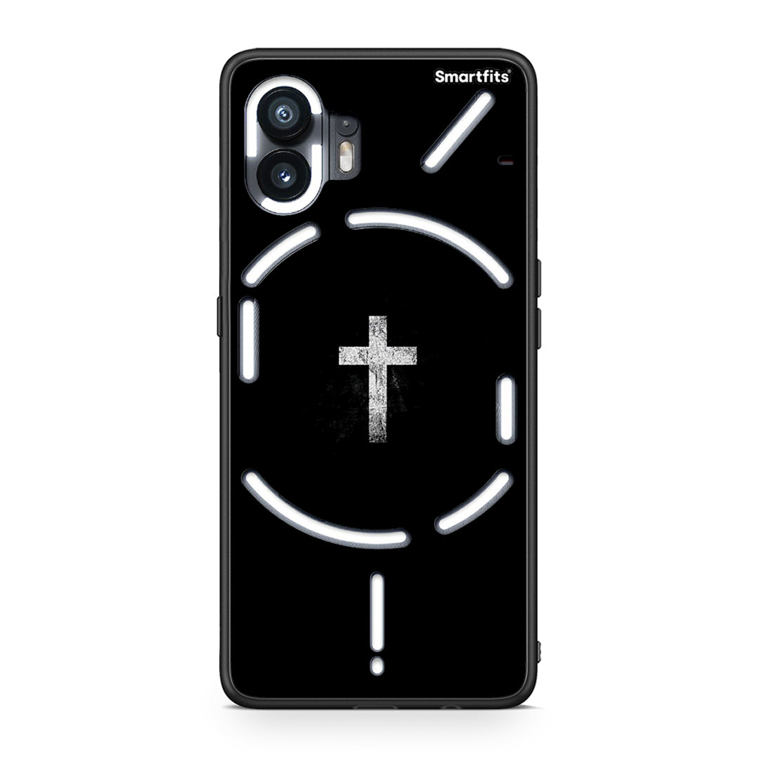 Nothing Phone 2 White Cross θήκη από τη Smartfits με σχέδιο στο πίσω μέρος και μαύρο περίβλημα | Smartphone case with colorful back and black bezels by Smartfits