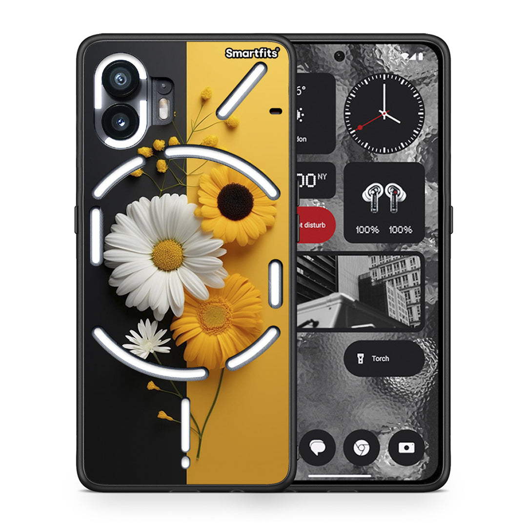 Θήκη Nothing Phone 2 Yellow Daisies από τη Smartfits με σχέδιο στο πίσω μέρος και μαύρο περίβλημα | Nothing Phone 2 Yellow Daisies case with colorful back and black bezels