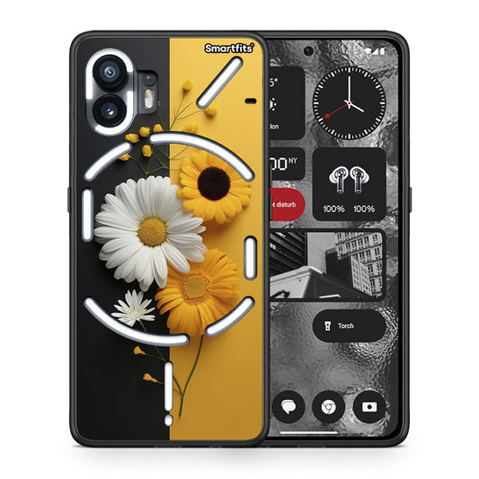 Θήκη Nothing Phone 2 Yellow Daisies από τη Smartfits με σχέδιο στο πίσω μέρος και μαύρο περίβλημα | Nothing Phone 2 Yellow Daisies case with colorful back and black bezels