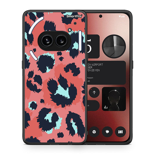 Θήκη Nothing Phone 2a Pink Leopard Animal από τη Smartfits με σχέδιο στο πίσω μέρος και μαύρο περίβλημα | Nothing Phone 2a Pink Leopard Animal case with colorful back and black bezels