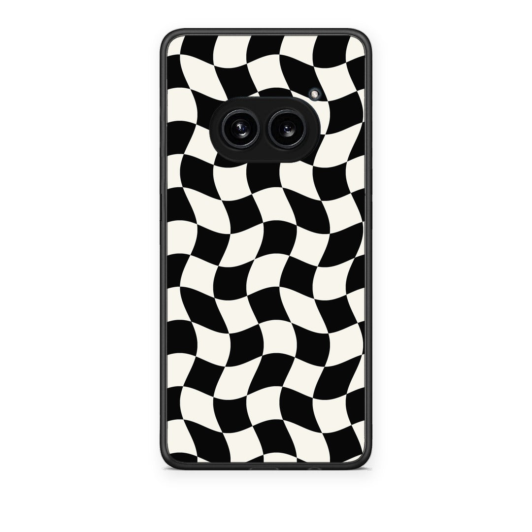 Θήκη Nothing Phone 2a Black and Cream Wavy Checkerboard από τη Smartfits με σχέδιο στο πίσω μέρος και μαύρο περίβλημα | Nothing Phone 2a Black and Cream Wavy Checkerboard case with colorful back and black bezels