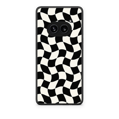 Θήκη Nothing Phone 2a Black and Cream Wavy Checkerboard από τη Smartfits με σχέδιο στο πίσω μέρος και μαύρο περίβλημα | Nothing Phone 2a Black and Cream Wavy Checkerboard case with colorful back and black bezels