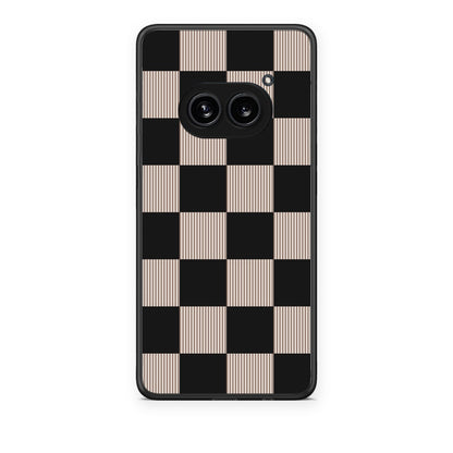 Θήκη Nothing Phone 2a Black and Taupe Striped Checks από τη Smartfits με σχέδιο στο πίσω μέρος και μαύρο περίβλημα | Nothing Phone 2a Black and Taupe Striped Checks case with colorful back and black bezels