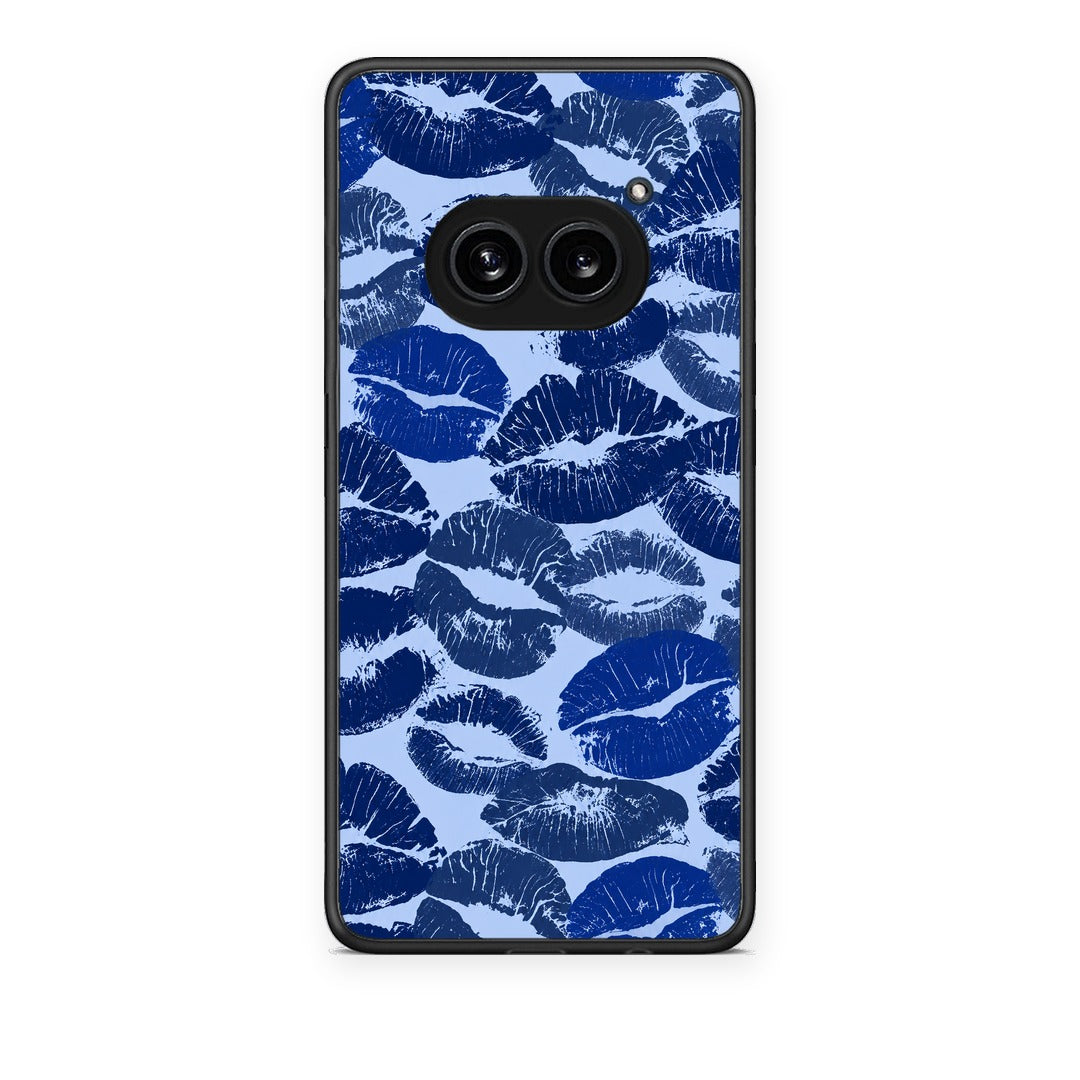 Θήκη Nothing Phone 2a Blue Lipstick Kisses από τη Smartfits με σχέδιο στο πίσω μέρος και μαύρο περίβλημα | Nothing Phone 2a Blue Lipstick Kisses case with colorful back and black bezels