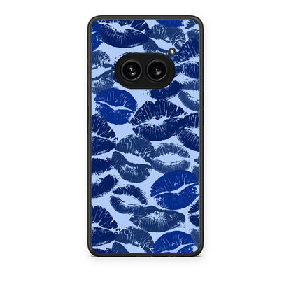 Θήκη Nothing Phone 2a Blue Lipstick Kisses από τη Smartfits με σχέδιο στο πίσω μέρος και μαύρο περίβλημα | Nothing Phone 2a Blue Lipstick Kisses case with colorful back and black bezels