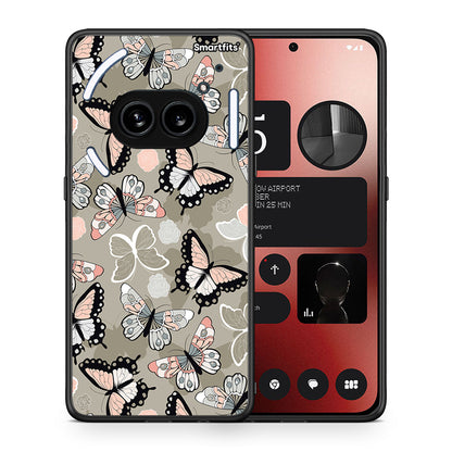 Θήκη Nothing Phone 2a Butterflies Boho από τη Smartfits με σχέδιο στο πίσω μέρος και μαύρο περίβλημα | Nothing Phone 2a Butterflies Boho case with colorful back and black bezels