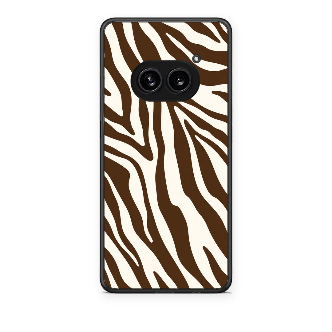 Θήκη Nothing Phone 2a Brown and Cream Zebra Stripes από τη Smartfits με σχέδιο στο πίσω μέρος και μαύρο περίβλημα | Nothing Phone 2a Brown and Cream Zebra Stripes case with colorful back and black bezels