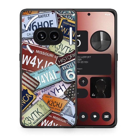 Θήκη Nothing Phone 2a Car Plates από τη Smartfits με σχέδιο στο πίσω μέρος και μαύρο περίβλημα | Nothing Phone 2a Car Plates case with colorful back and black bezels