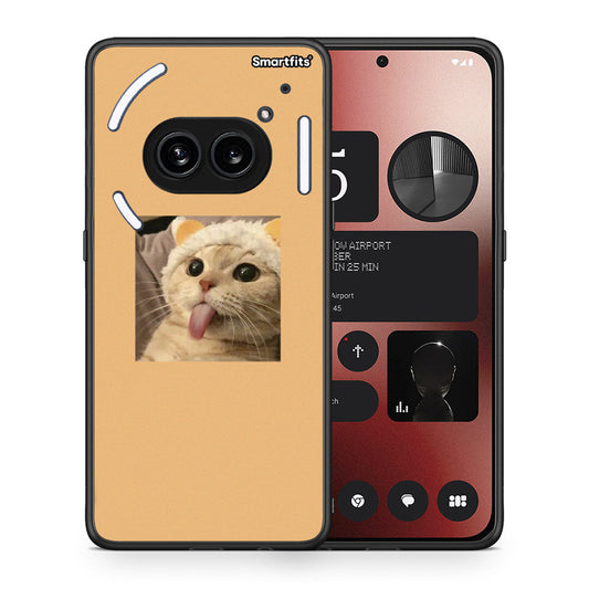 Θήκη Nothing Phone 2a Cat Tongue από τη Smartfits με σχέδιο στο πίσω μέρος και μαύρο περίβλημα | Nothing Phone 2a Cat Tongue case with colorful back and black bezels