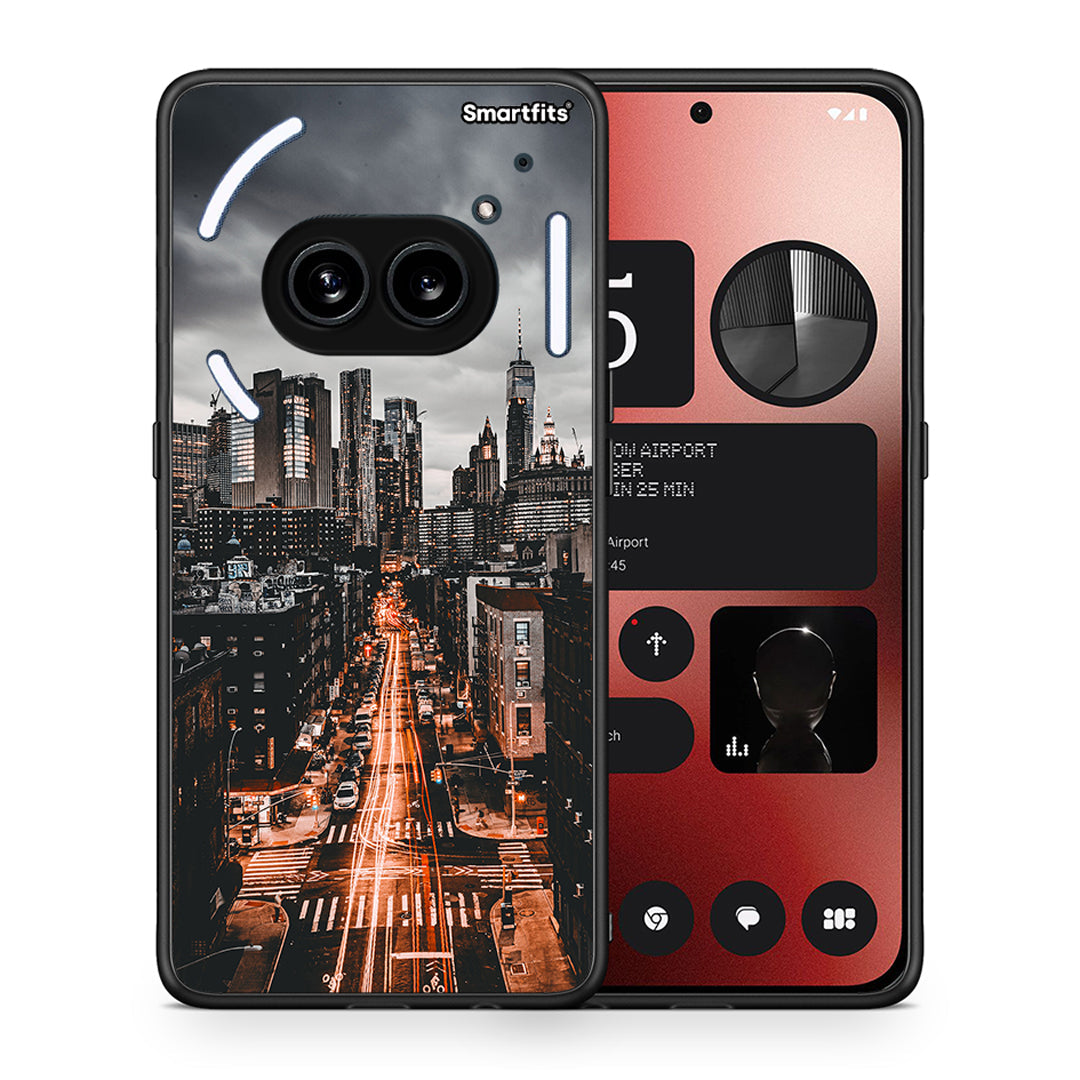 Θήκη Nothing Phone 2a City Lights από τη Smartfits με σχέδιο στο πίσω μέρος και μαύρο περίβλημα | Nothing Phone 2a City Lights case with colorful back and black bezels
