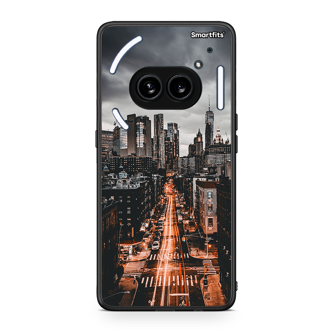 Nothing Phone 2a City Lights θήκη από τη Smartfits με σχέδιο στο πίσω μέρος και μαύρο περίβλημα | Smartphone case with colorful back and black bezels by Smartfits