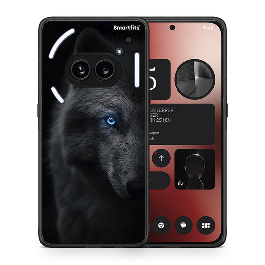 Θήκη Nothing Phone 2a Dark Wolf από τη Smartfits με σχέδιο στο πίσω μέρος και μαύρο περίβλημα | Nothing Phone 2a Dark Wolf case with colorful back and black bezels