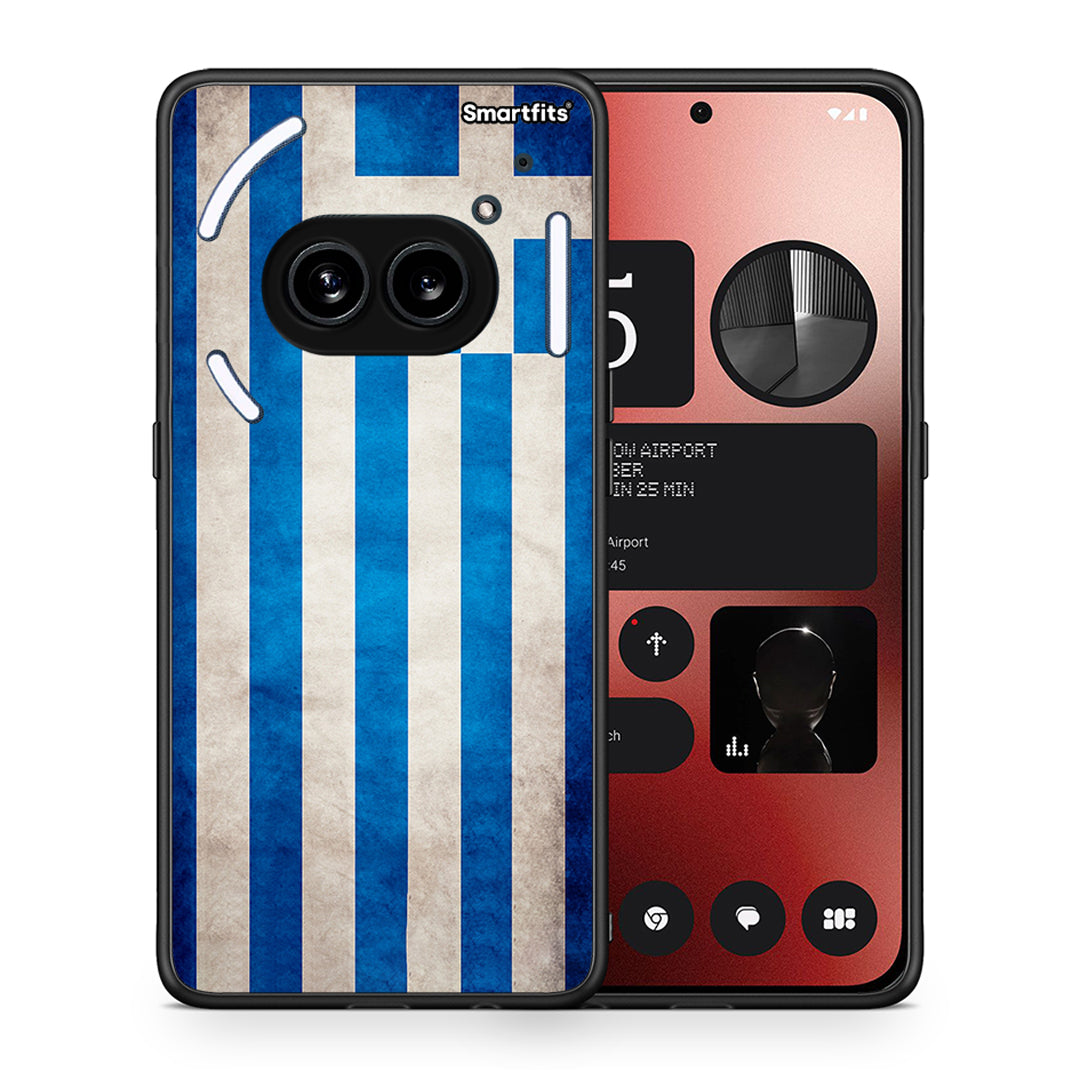 Θήκη Nothing Phone 2a Greek Flag από τη Smartfits με σχέδιο στο πίσω μέρος και μαύρο περίβλημα | Nothing Phone 2a Greek Flag case with colorful back and black bezels