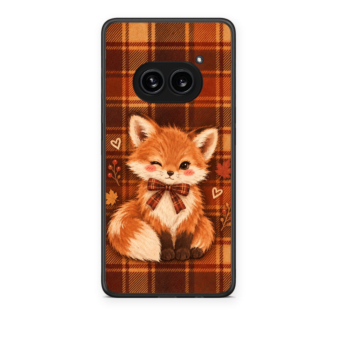 Θήκη Nothing Phone 2a Fox on Autumn Tartan από τη Smartfits με σχέδιο στο πίσω μέρος και μαύρο περίβλημα | Nothing Phone 2a Fox on Autumn Tartan case with colorful back and black bezels
