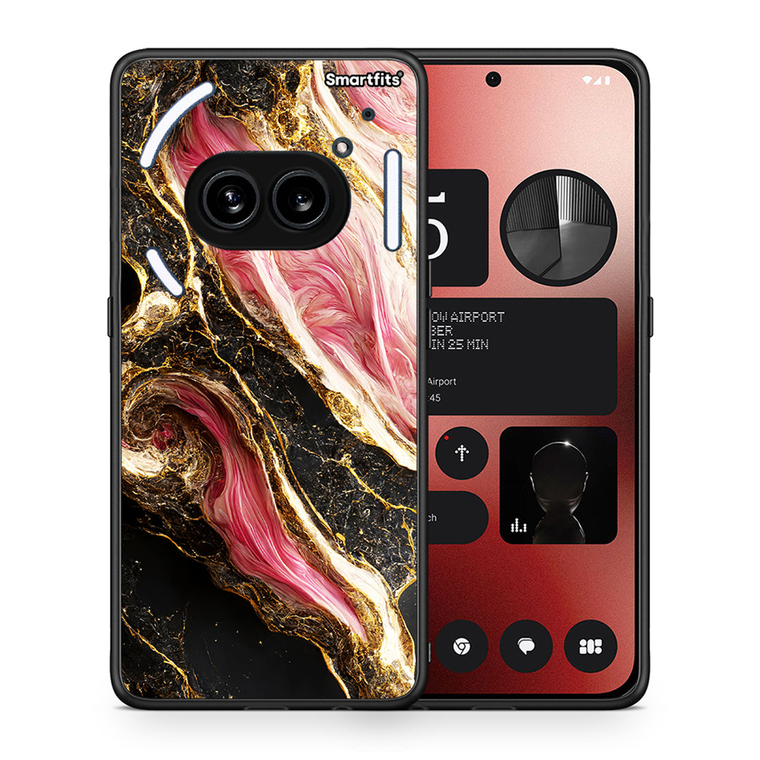Θήκη Nothing Phone 2a Glamorous Pink Marble από τη Smartfits με σχέδιο στο πίσω μέρος και μαύρο περίβλημα | Nothing Phone 2a Glamorous Pink Marble case with colorful back and black bezels