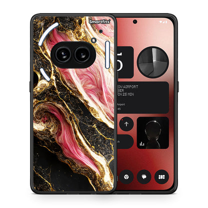 Θήκη Nothing Phone 2a Glamorous Pink Marble από τη Smartfits με σχέδιο στο πίσω μέρος και μαύρο περίβλημα | Nothing Phone 2a Glamorous Pink Marble case with colorful back and black bezels