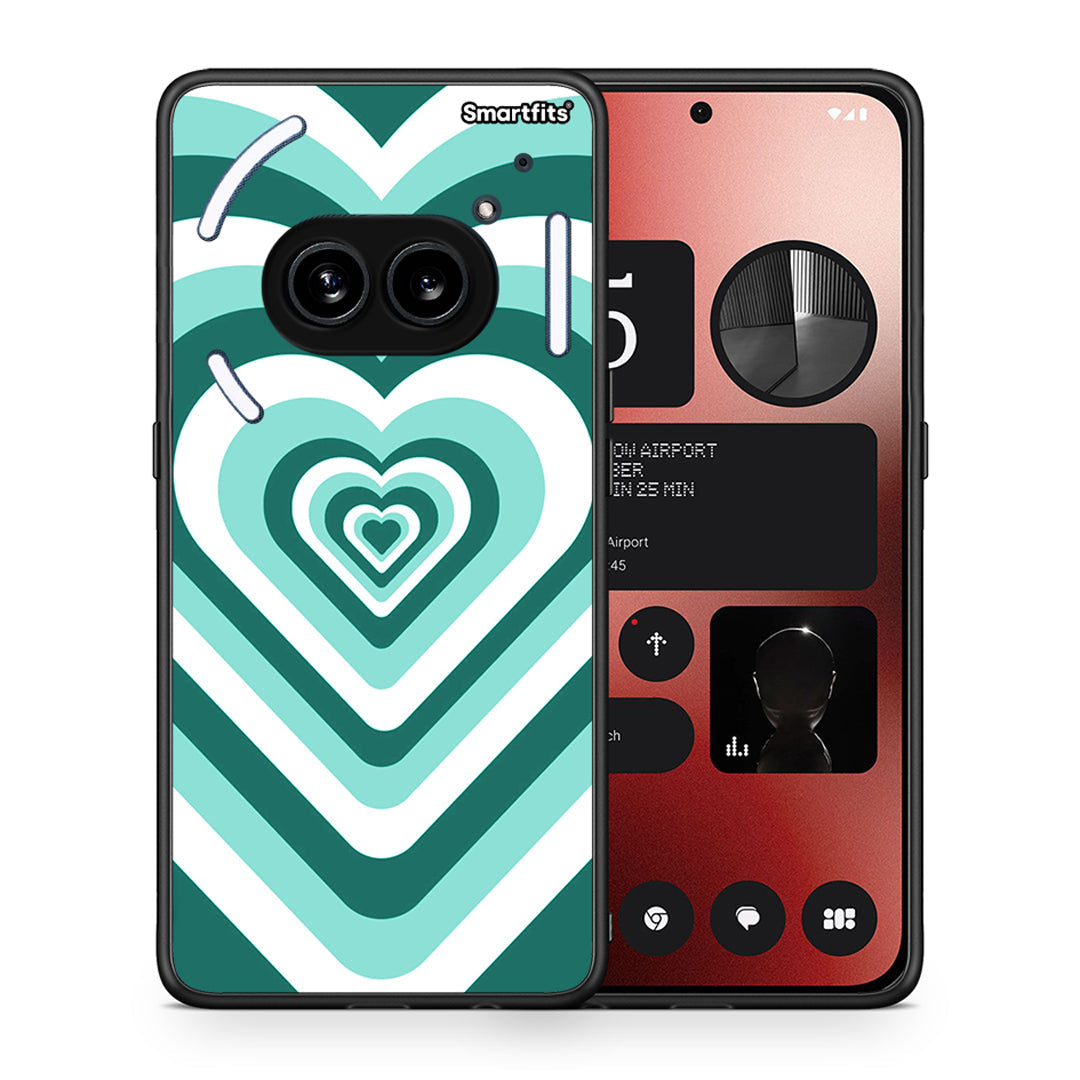 Θήκη Nothing Phone 2a Green Hearts από τη Smartfits με σχέδιο στο πίσω μέρος και μαύρο περίβλημα | Nothing Phone 2a Green Hearts case with colorful back and black bezels