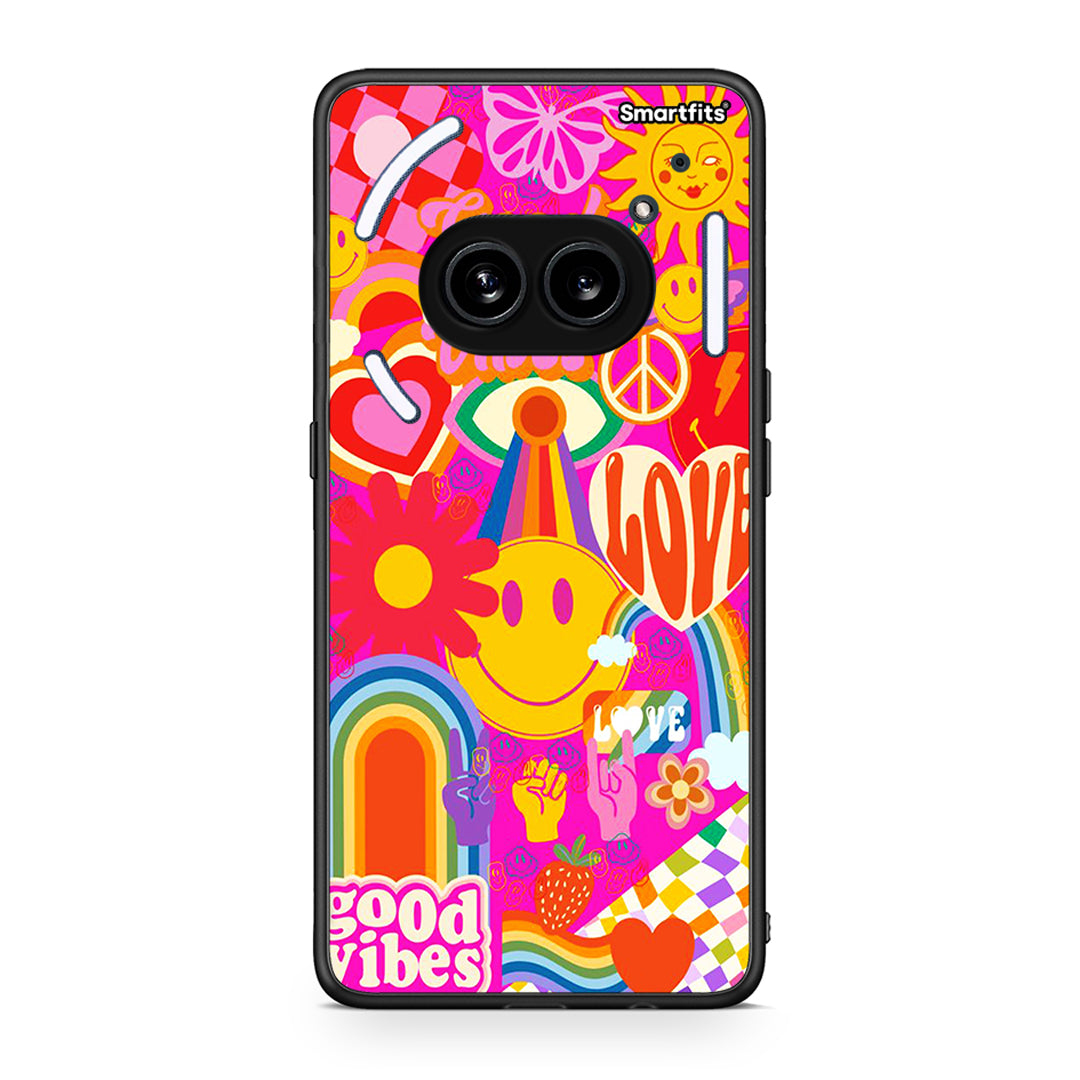Nothing Phone 2a Hippie Love θήκη από τη Smartfits με σχέδιο στο πίσω μέρος και μαύρο περίβλημα | Smartphone case with colorful back and black bezels by Smartfits