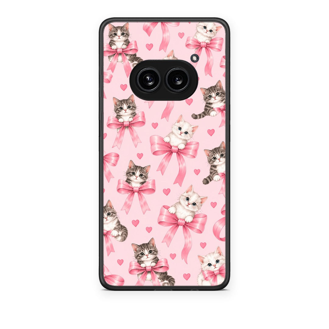 Θήκη Nothing Phone 2a Kittens and Pink Bows on Pink από τη Smartfits με σχέδιο στο πίσω μέρος και μαύρο περίβλημα | Nothing Phone 2a Kittens and Pink Bows on Pink case with colorful back and black bezels